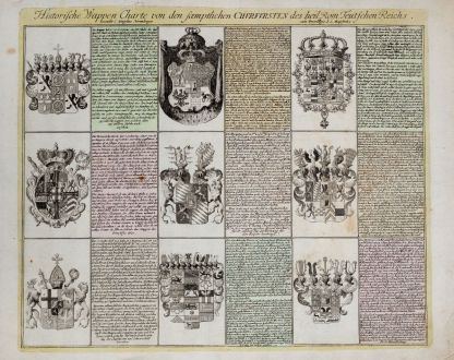 Graphics, Weigel, Coat of arms, 1718: Historische Wappen Charte von den saemptlichen Churfursten des heil. Rom. Teutsch Reichs.