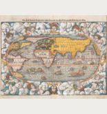 16th century woodcut map of the world. Printed in Basle by Heinrich Petri in 1578.